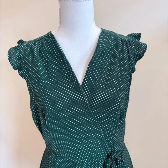 Monteau Polka Dot Tie Front Coquette Western Dress Size Large Boho Soft Girl - Picture 4 of 9